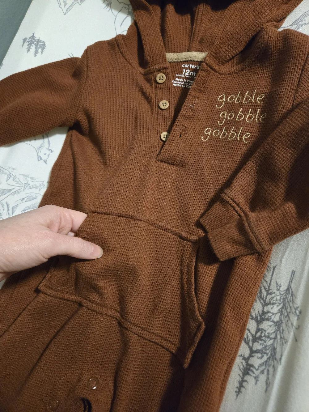 Carter's Brown 'Gobble Gobble' Hooded Turkey One-Piece